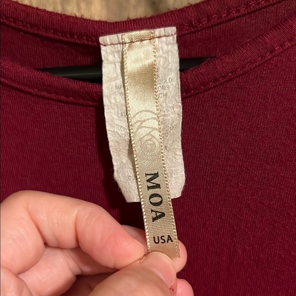 MOA Burgundy Lace Hem Top - Picture 2 of 3